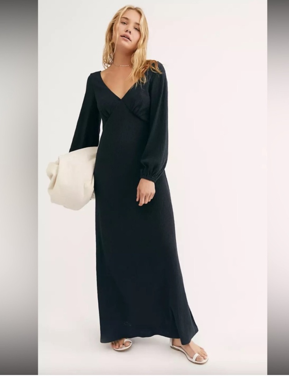 Free People Beach Amalfi Coast long Sleeve Maxi dress size small 100% Cotton